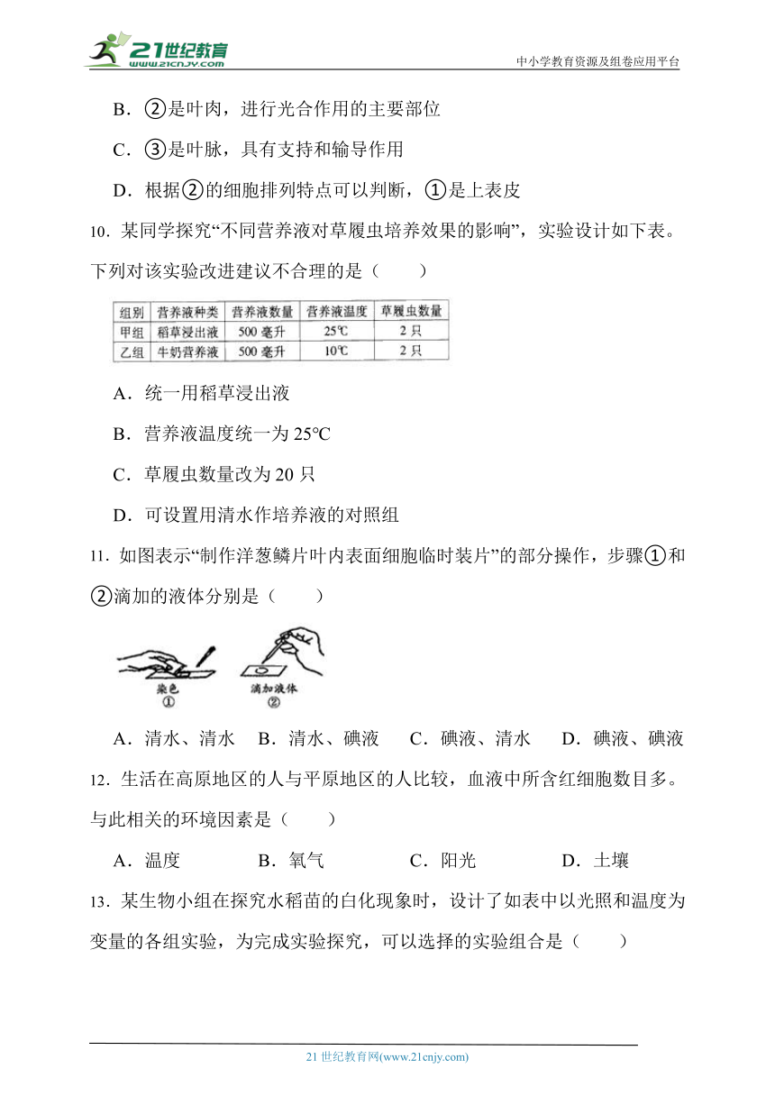 2022—2023年度七年级上册生物苏教版期末模拟试卷（三）（含解析）