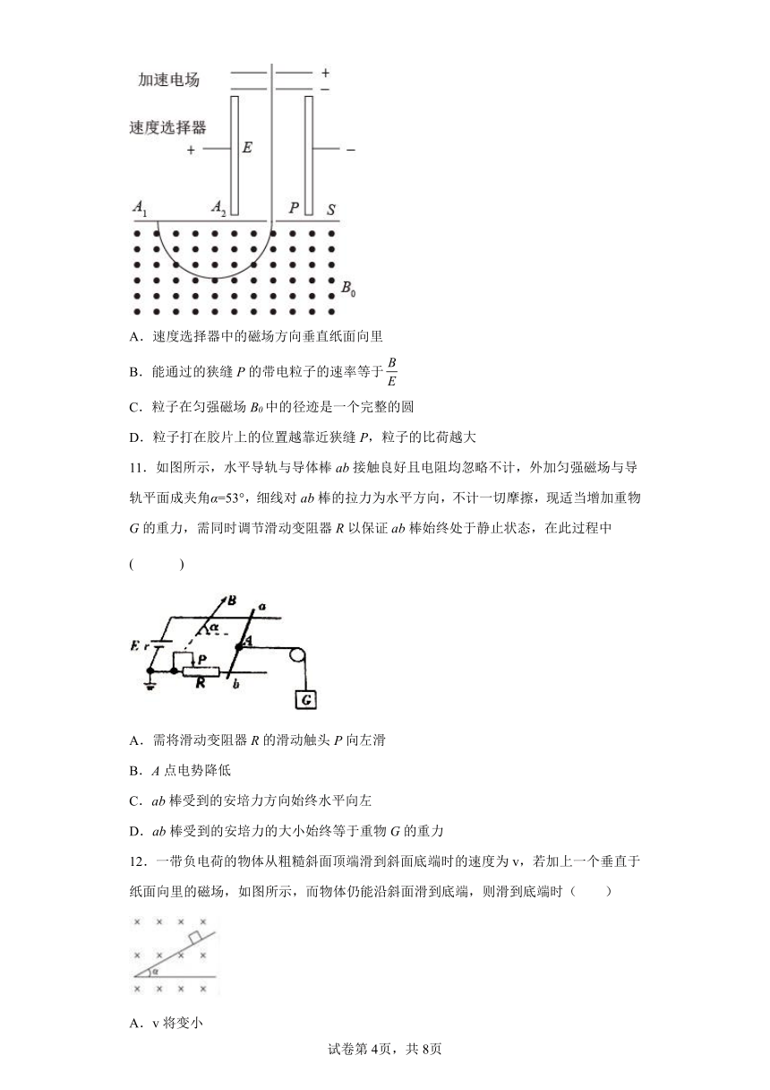 第一章 磁场力与现代科技专项测试（Word版含答案）