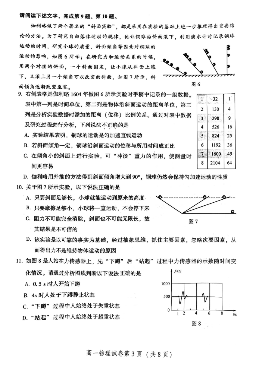 北京市密云区2021-2022学年高一上学期期末考试物理试卷（PDF版无答案）
