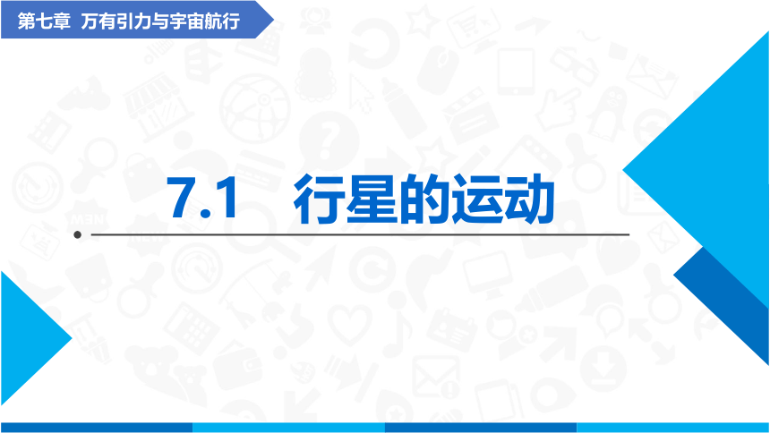 7.1行星的运动(课件)-高中物理（人教版2019必修第二册）.1   行星的运动 目录 contents 地心说 01 02 日心说 03 开普勒三定律 04 典例分析 导入新课 不同行星都在各自的