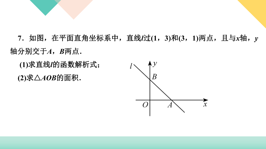 2020-2021学年人教版八年级下册数学习题课件 19．2　一次函数19．2.2　一次函数第3课时　用待定系数法求一次函数解析式(共21张ppt）