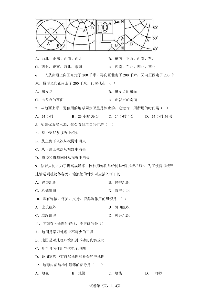 第五章 地球 同步训练  华东师大版科学七年级上册（含解析）