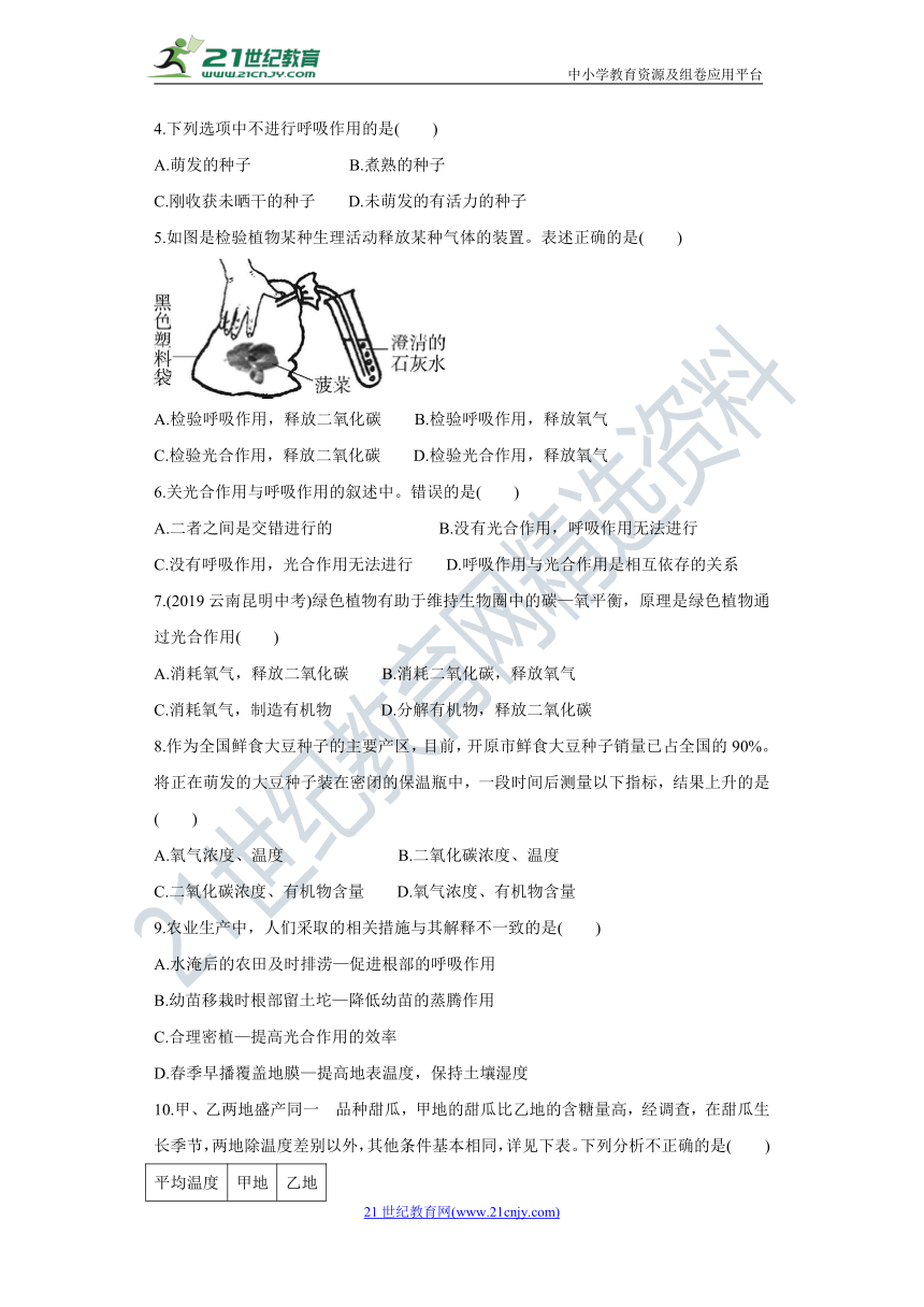 3.5.2 绿色植物的呼吸作用 导学案