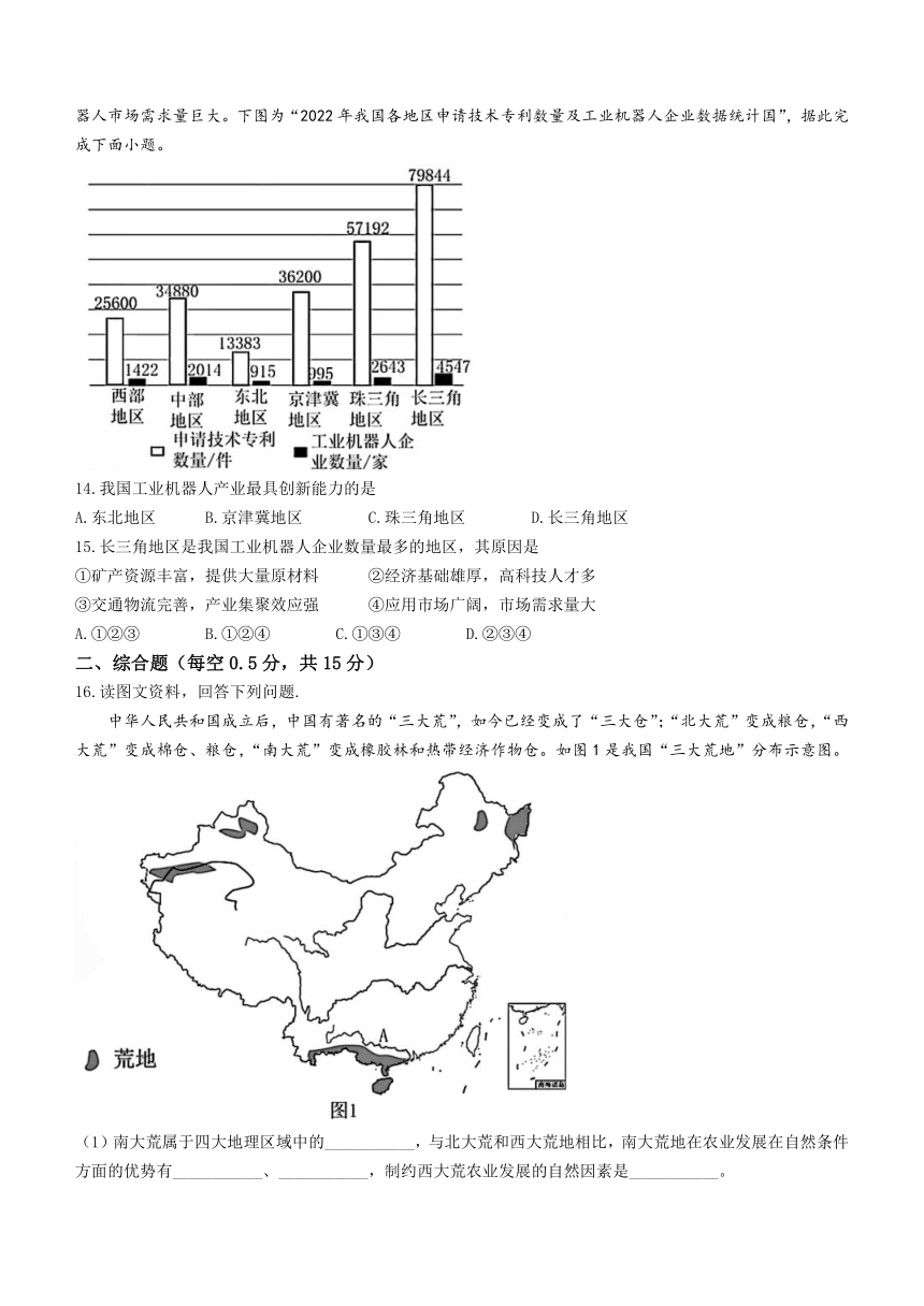 2023年江苏省南通市市区部分学校中考三模地理试题(含答案)