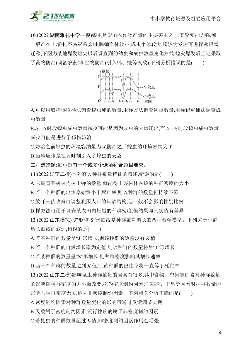 高中生物课时规范练28　种群及其动态(学生版含答案详解)