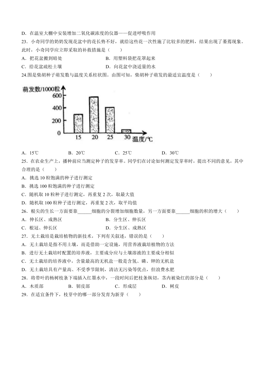 广东省揭阳市空港经济区2021-2022学年九年级上学期期中生物试题（word版 含答案）