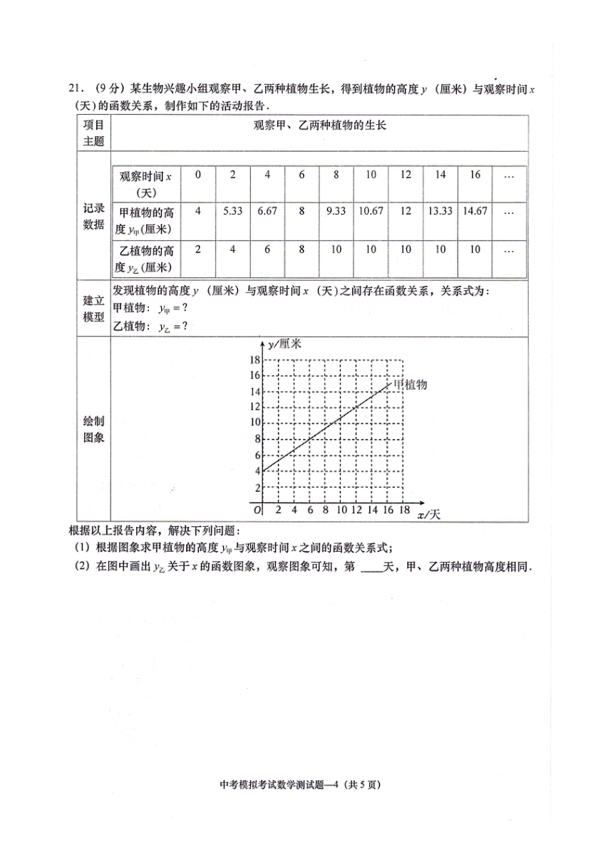 广东省揭阳市惠来县2023-2024学年九年级下学期4月期中（中考模拟）数学试题（图片版，含答案）