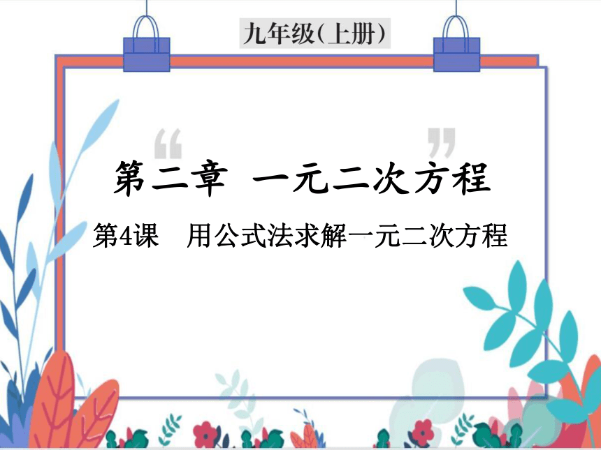 【北师大版】数学九年级（上）2.3.1 用公式法求解一元二次方程 习题课件