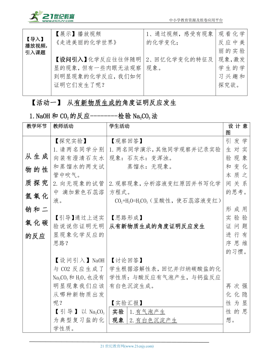 【教学能手大赛】初中化学九年级 《专题训练：无明显现象化学反应的“可视化”》教学设计