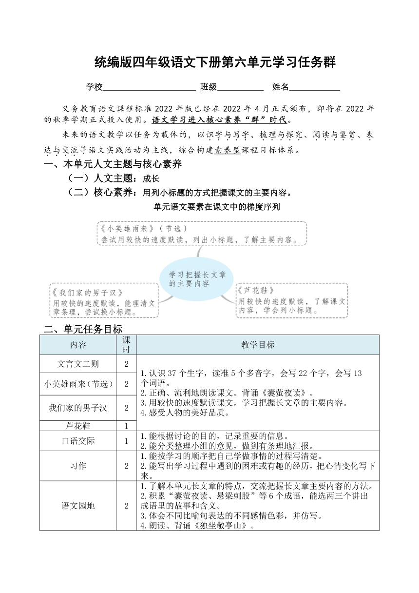 （新课标）统编版四语下第六单元学习任务群名师原创连载 （含答案）