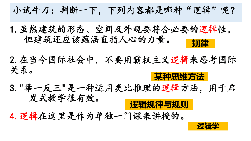 2.1“逻辑”的多种含义 课件(共26张PPT+1个内嵌视频)-2023-2024学年高中政治统编版选择性必修三逻辑与思维