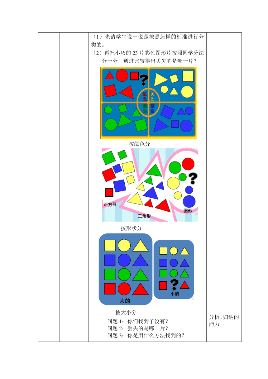 一年级上册数学教案-5.1 整理与提高（ 彩色图形片） 沪教版