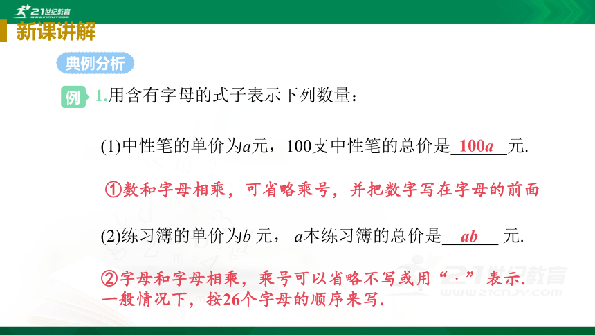 2.1.1 用含字母的式子表示数或数量课件（25张PPT）