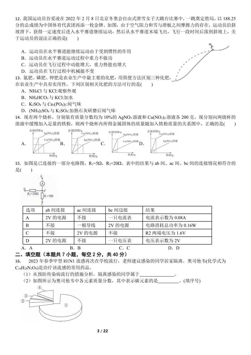 浙江省绍兴市中考模拟冲刺卷 科学卷（含解析）