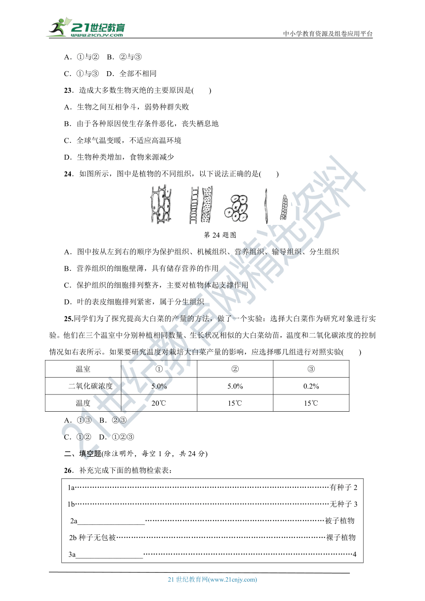 浙教版科学七年级上册期中 达标测试卷（含答案 1-2章）