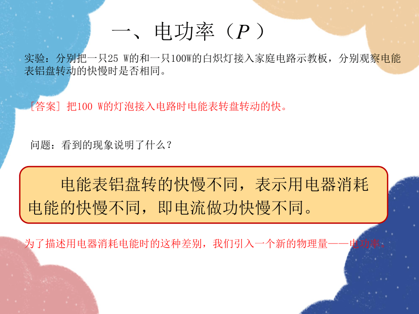 北师大版物理九年级全一册第十三章 电功和电功率二、电功率课件(共30张PPT)