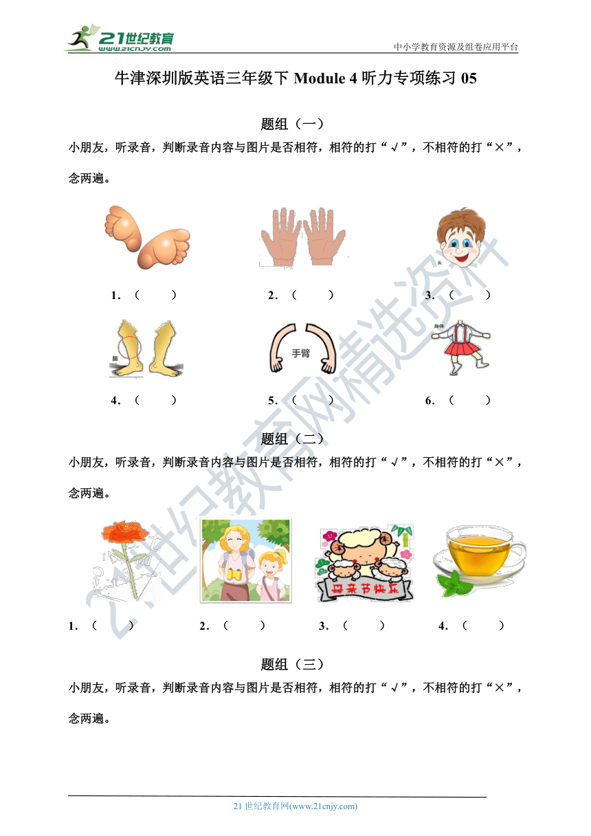 牛津深圳版英语三年级下Module 4听力专项练习05（含听力材料，无音频）