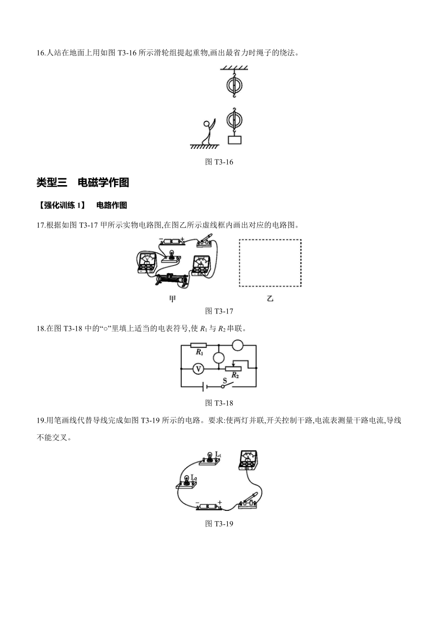 2023年中考物理（沪粤版）总复习题型专练 03　作图（含答案）