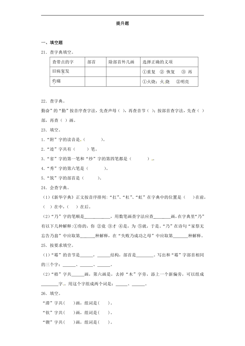 小升初语文知识专项训练（基础知识一）-5.查字典