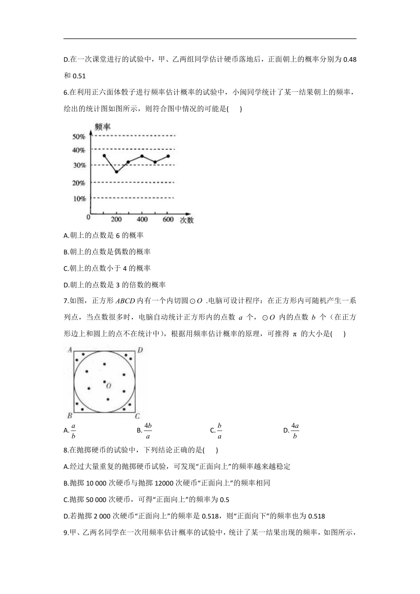 2021-2022学年数学北师大版九年级上册3.2用频率估计概率_同步课时作业(word解析版)