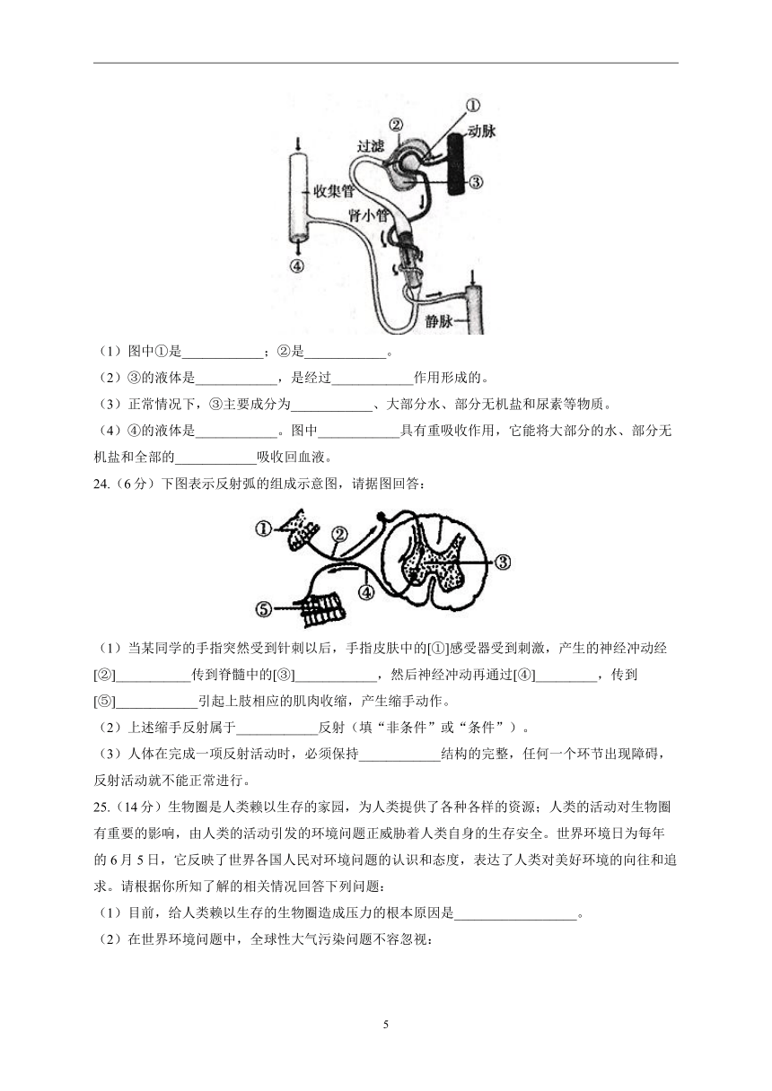 2022-2023学年北师大版八年级上学期开学摸底考试生物试卷A卷 (word版  含答案）