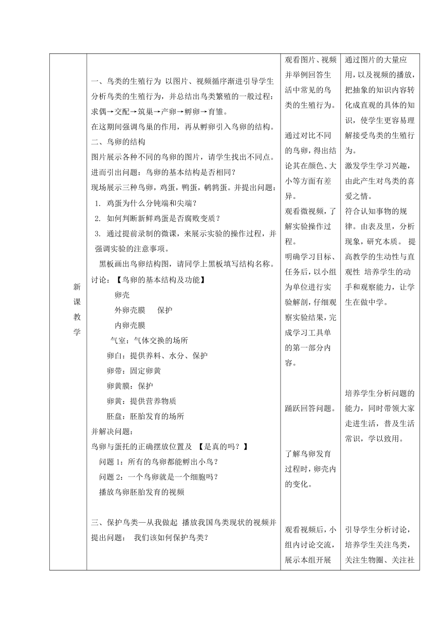 21.5鸟类的生殖与发育教学设计