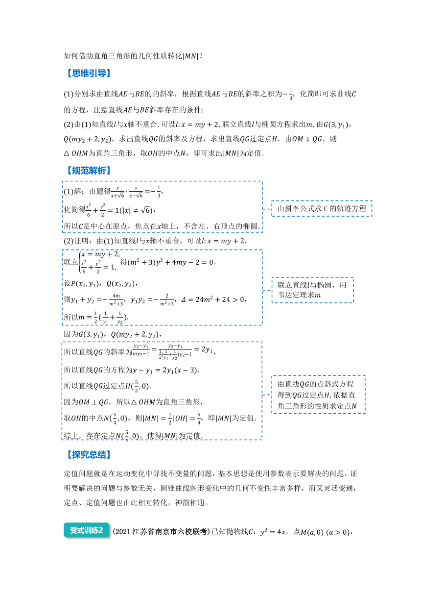 2022年高三数学二轮专题复习：圆锥曲线中的存在性问题  讲义（Word版含解析）