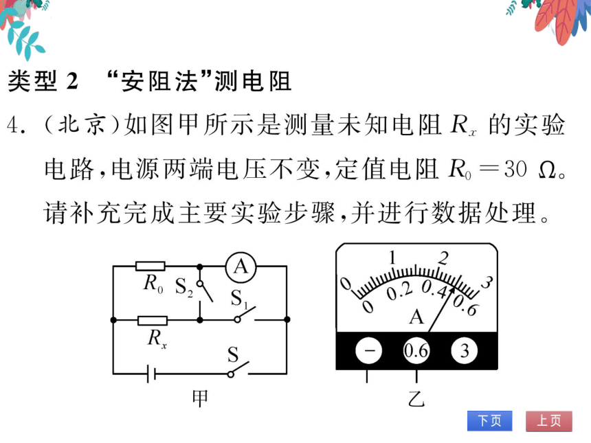 【人教版】物理九年级全册 第17章 专题十 多种方法测量电阻  习题课件