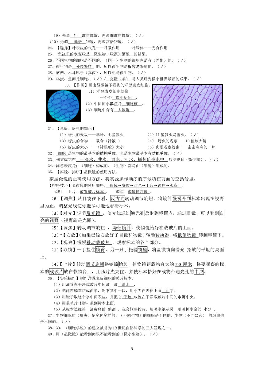 2019年教科版小学六年级科学下册复习资料