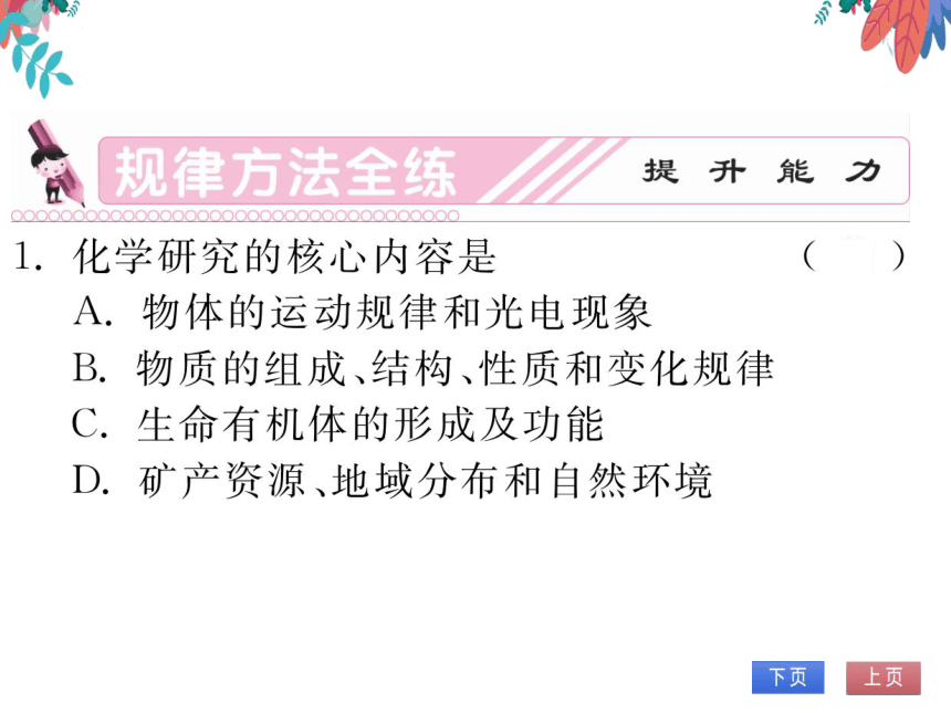 【人教版】化学九年级上册 绪言 化学使世界变得更加绚丽多彩 习题课件