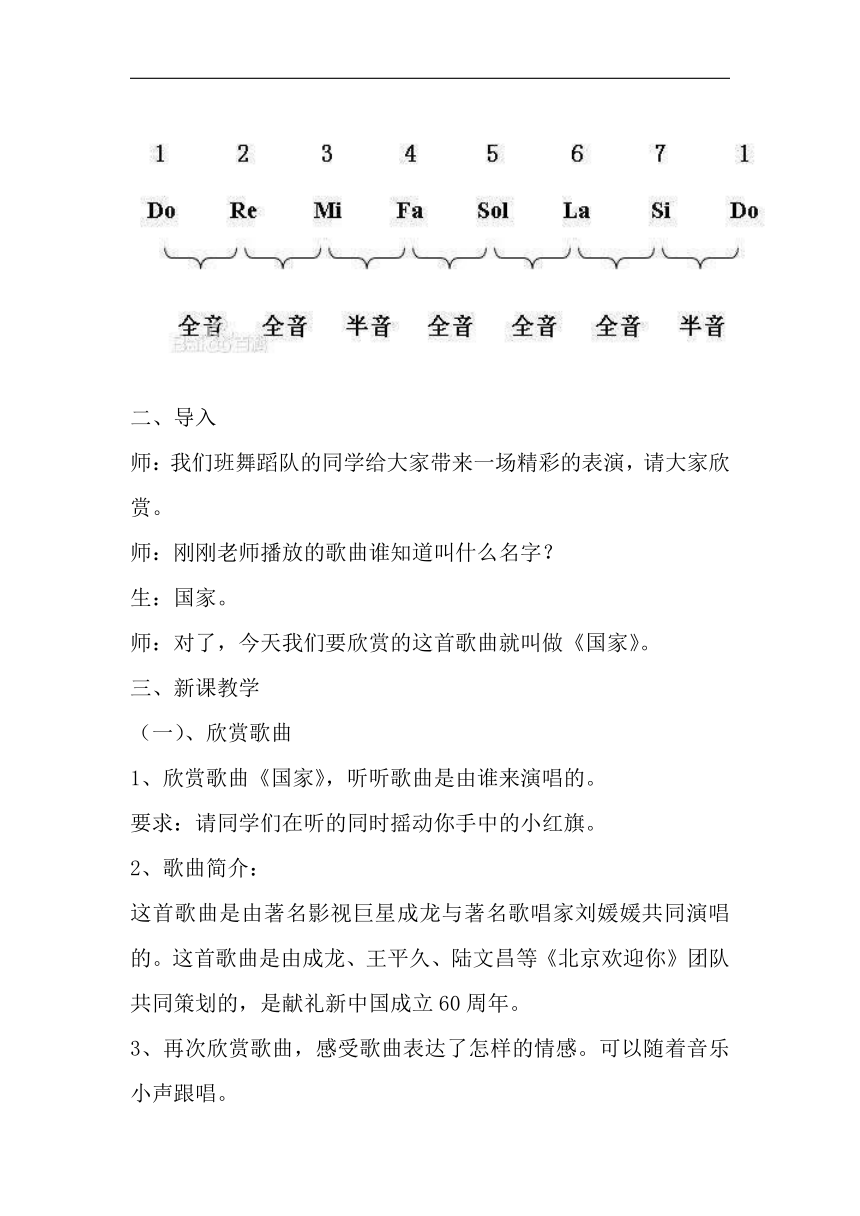 辽海版六年级音乐上册第2单元《1. 聆听 国家》教学设计