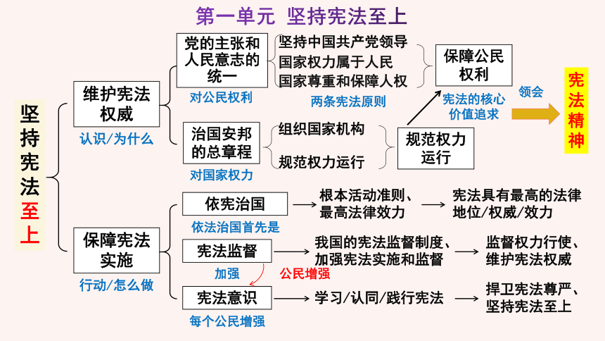 第一单元 坚持宪法至上 单元复习课件（知识梳理+易错易混，含思维导图）-2020-2021学年道德与法治八年级下册（共38张PPT）