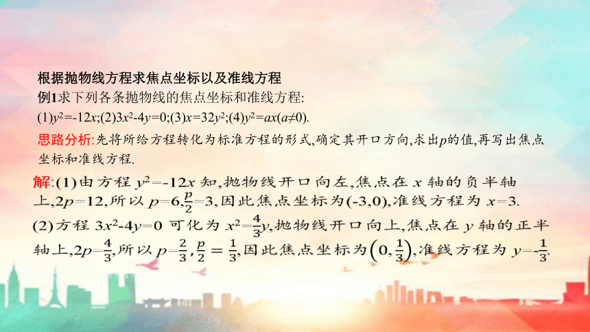 人教A版（2019）选择性必修 第一册第三章 圆锥曲线的方程3.3抛物线（共80张PPT）