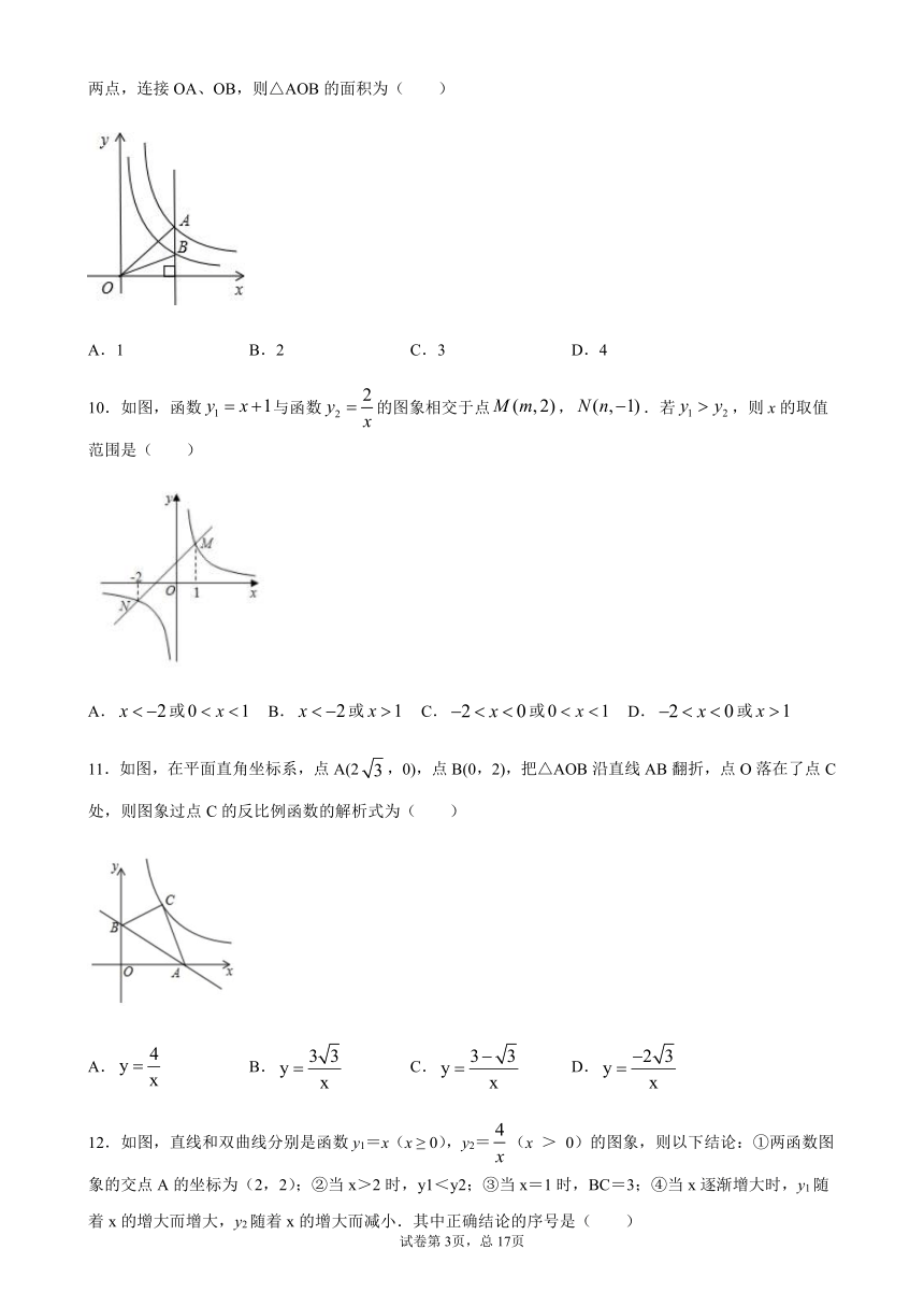 2020-2021学年下学期华东师大版八年级数学下册 17.4 反比例函数（培优卷）（Word版 含答案）