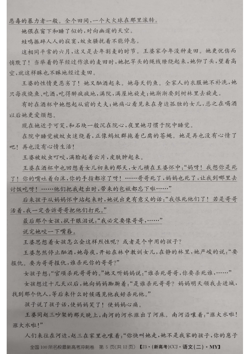 2023届广东省梅州市大埔县高三下学期5月模拟冲刺（二）语文试题（扫描版含答案）