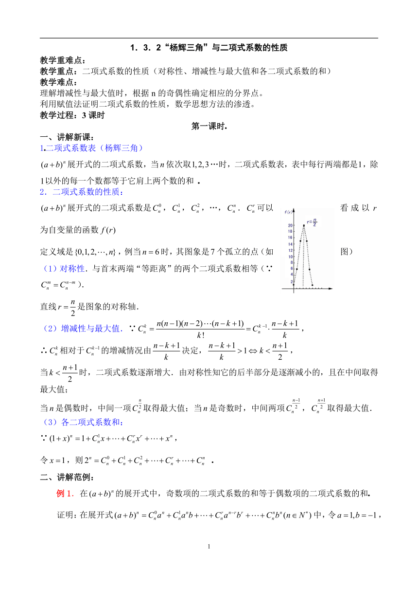 人教高中数学选修2-3 1．3．2“杨辉三角”与二项式系数的性质 教案