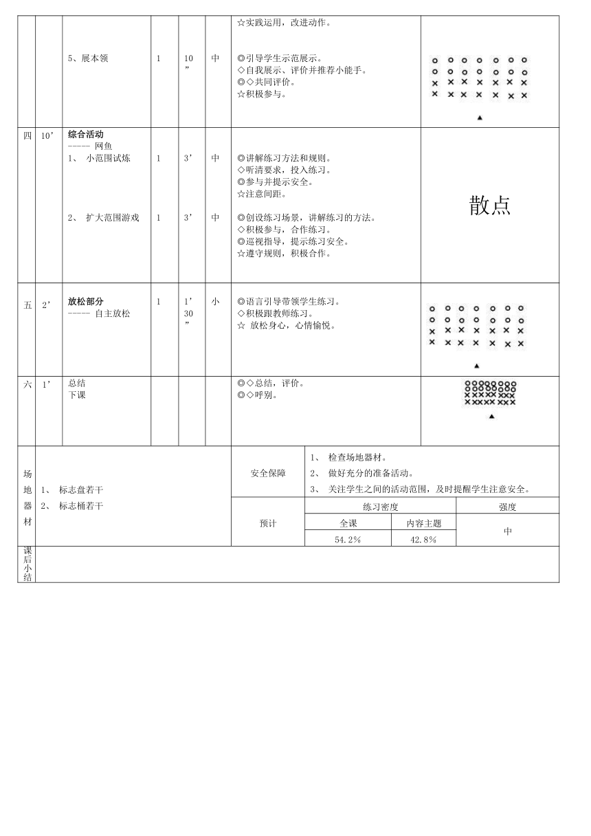 五年级下册体育-快速跑 教案(表格式)