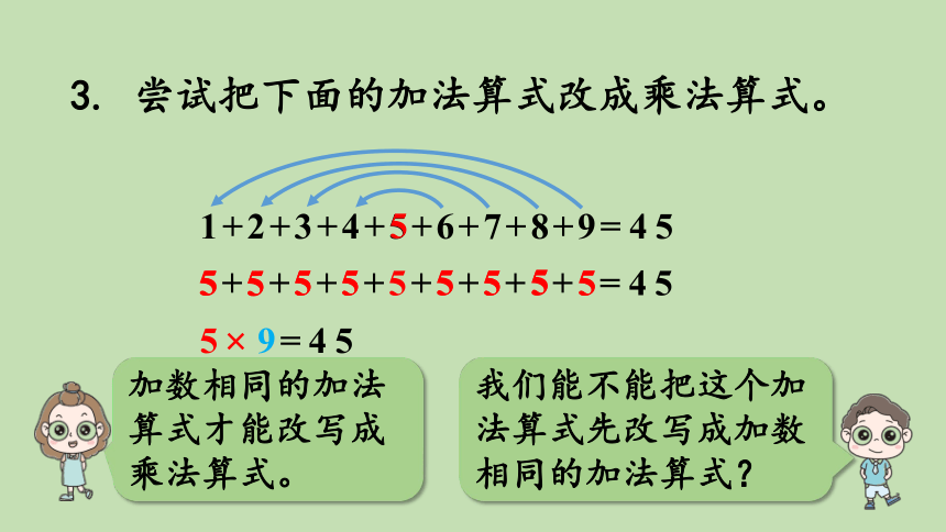 青岛版数学二年级上册 一看魔术——乘法的初步认识 回顾整理 课件（19张ppt）