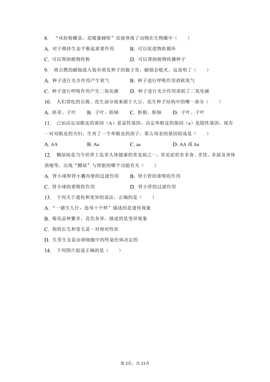 2023年吉林省长春市中考生物模拟试卷（三）（含解析）