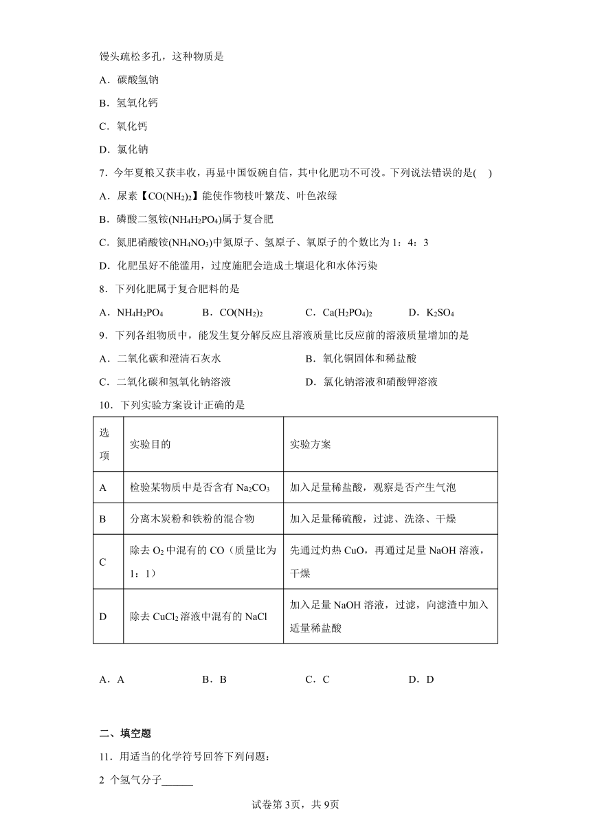 第12章 盐 章节练习（含解析） -2022-2023学年九年级化学京改版（2013）下册