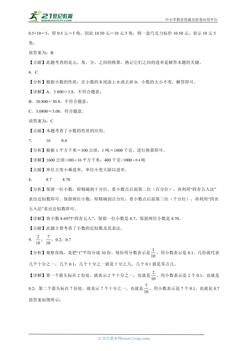 期末必考专题：小数的意义和性质（单元测试）-小学数学四年级下册人教版（含答案）