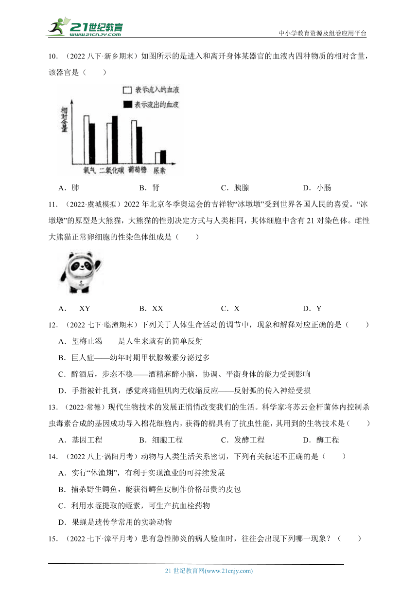 河南省洛阳市2023年春期生物中考一模试卷(含解析）