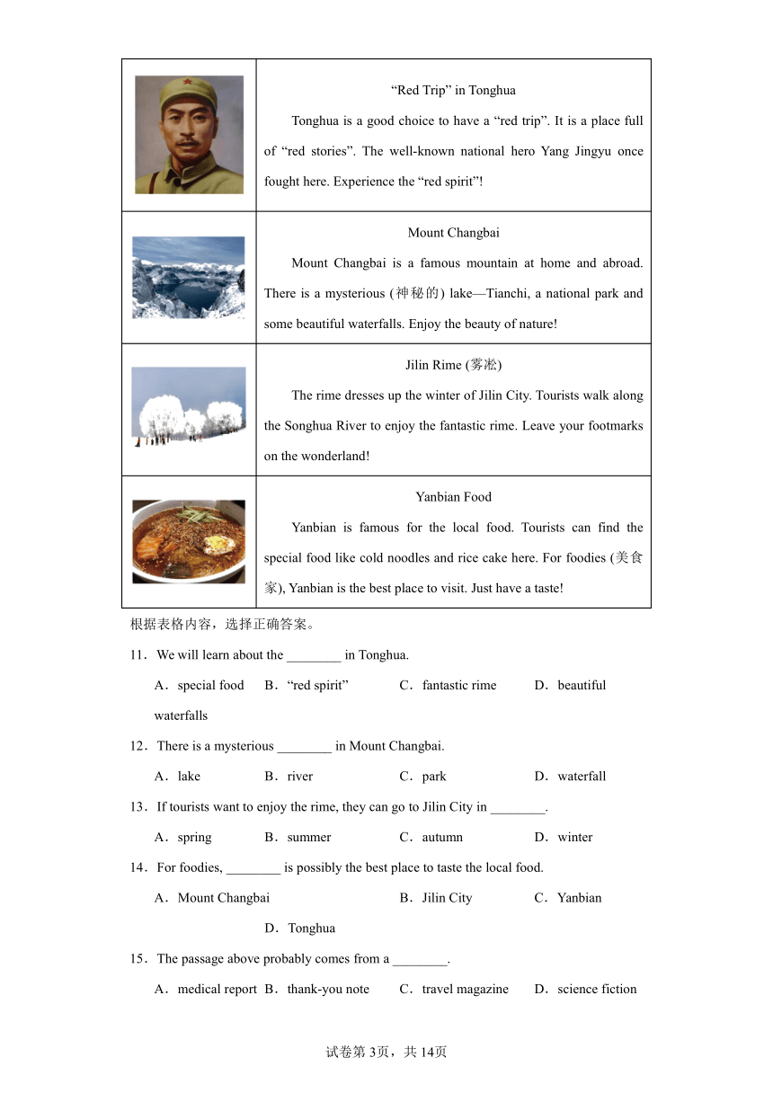 吉林省卷（2021-2023）中考英语真题分题型分类汇编-02阅读理解（含解析）