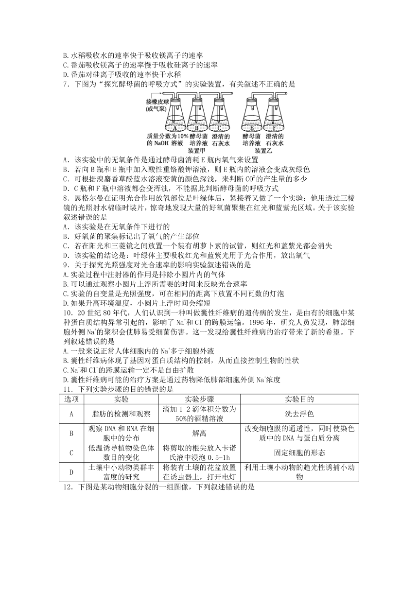 江西省九江市2020-2021学年高二下学期期末考试生物试题 （Word版含答案  ）