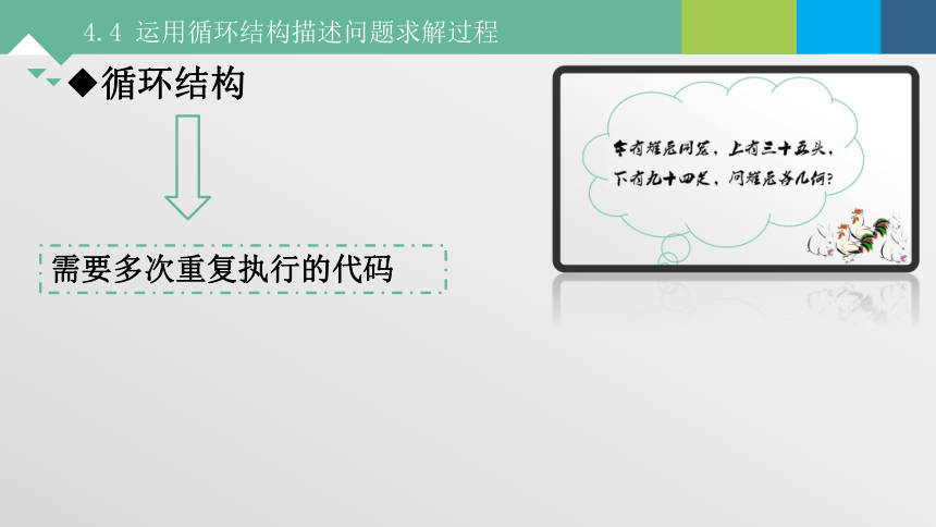 4.4 运用循环结构描述问题求解的过程 课件-2021-2022学年高中信息技术粤教版（2019）必修1（17张PPT）