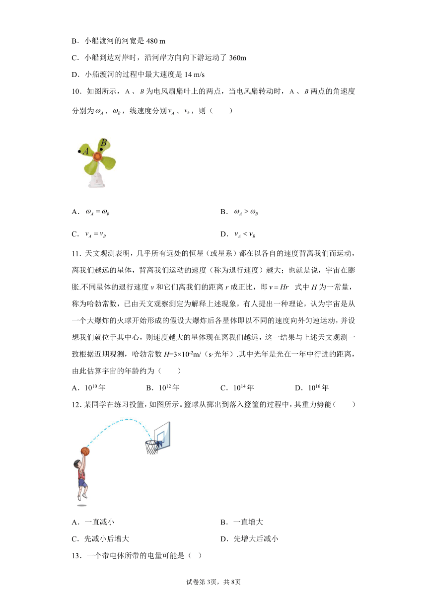 浙江省2022年普通高中学业水平考试物理模拟测试2（word版含答案）