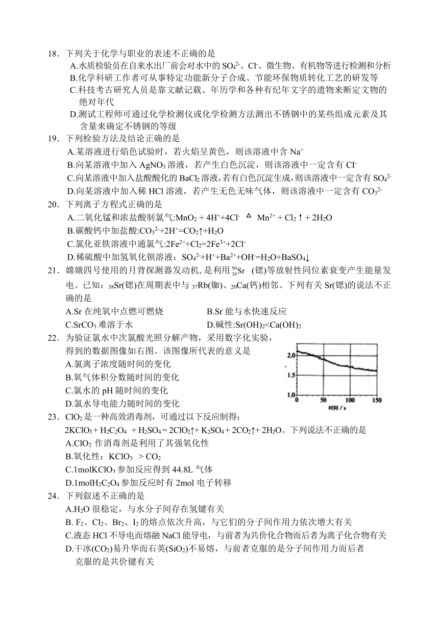 浙江省丽水市普通高中2020-2021学年高一上学期期末教学质量监控化学试卷 Word版含答案