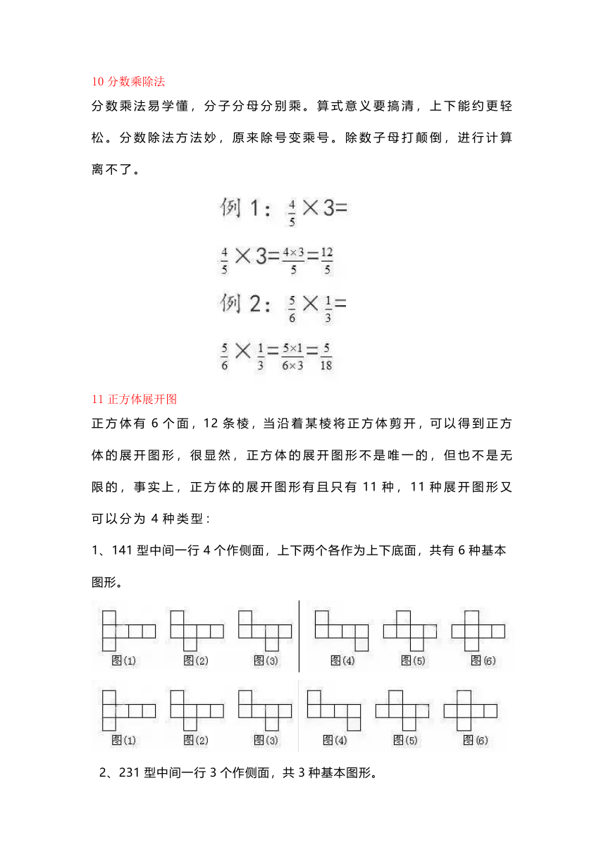 小学数学必考题型及口诀汇总