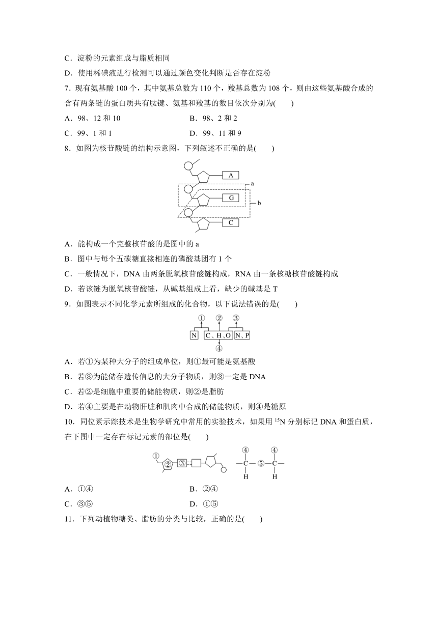 2022-2023学年苏教版2019高中生物必修1 第一章　细胞的分子组成  章末检测试卷(一)（word版含解析）