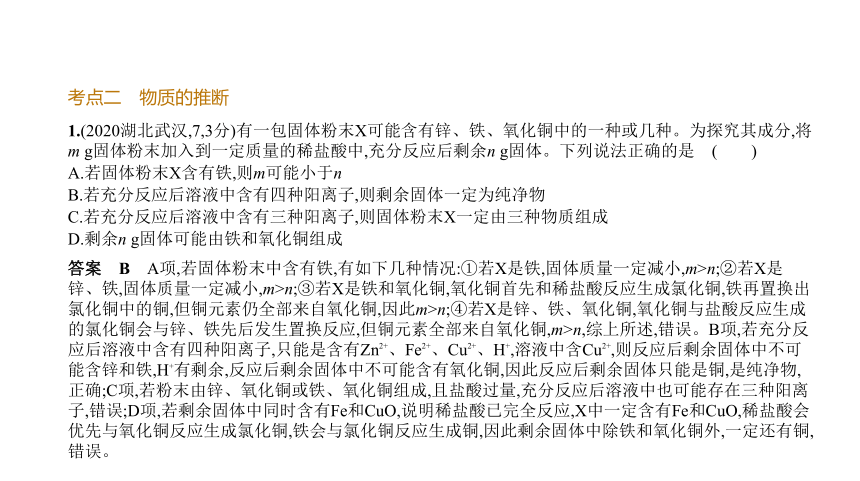 2021年化学中考复习福建专用 专题十五　物质的鉴别、推断和提纯课件(120张PPT)